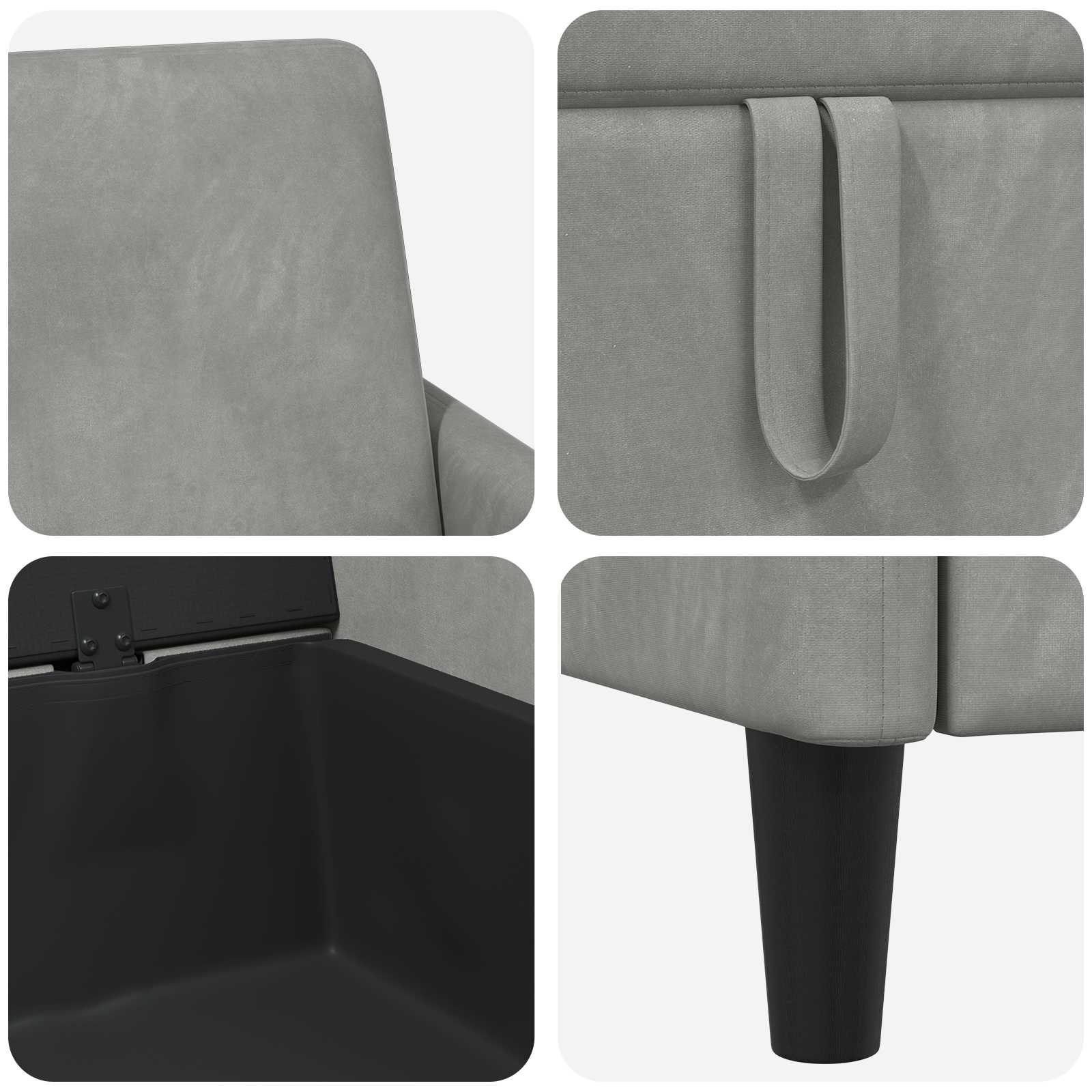 vidaXL Bank met opslag Lichtgrijs 72 x 78 x 87 cm Polyester