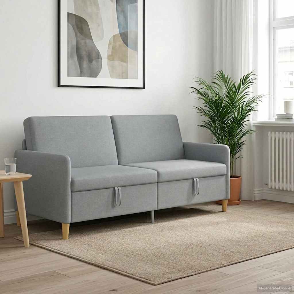 vidaXL Bank met opslag Lichtgrijs 72 x 78 x 87 cm Polyester