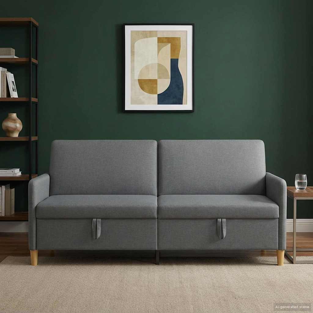 vidaXL Bank met opslag Lichtgrijs 72 x 78 x 87 cm Polyester