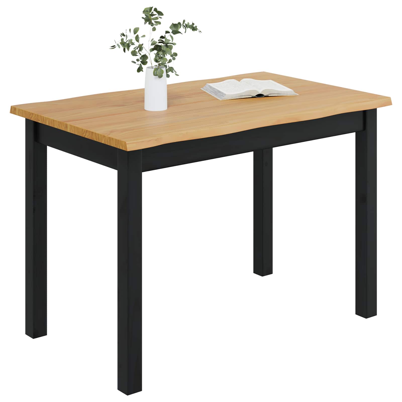 VidaXL Eettafel EKAI Zwart 112 x 70 x 76,5 cm Massief grenenhout