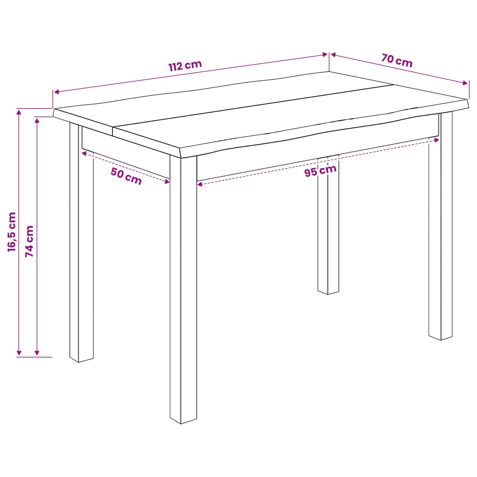 VidaXL Eettafel EKAI Zwart 112 x 70 x 76,5 cm Massief grenenhout