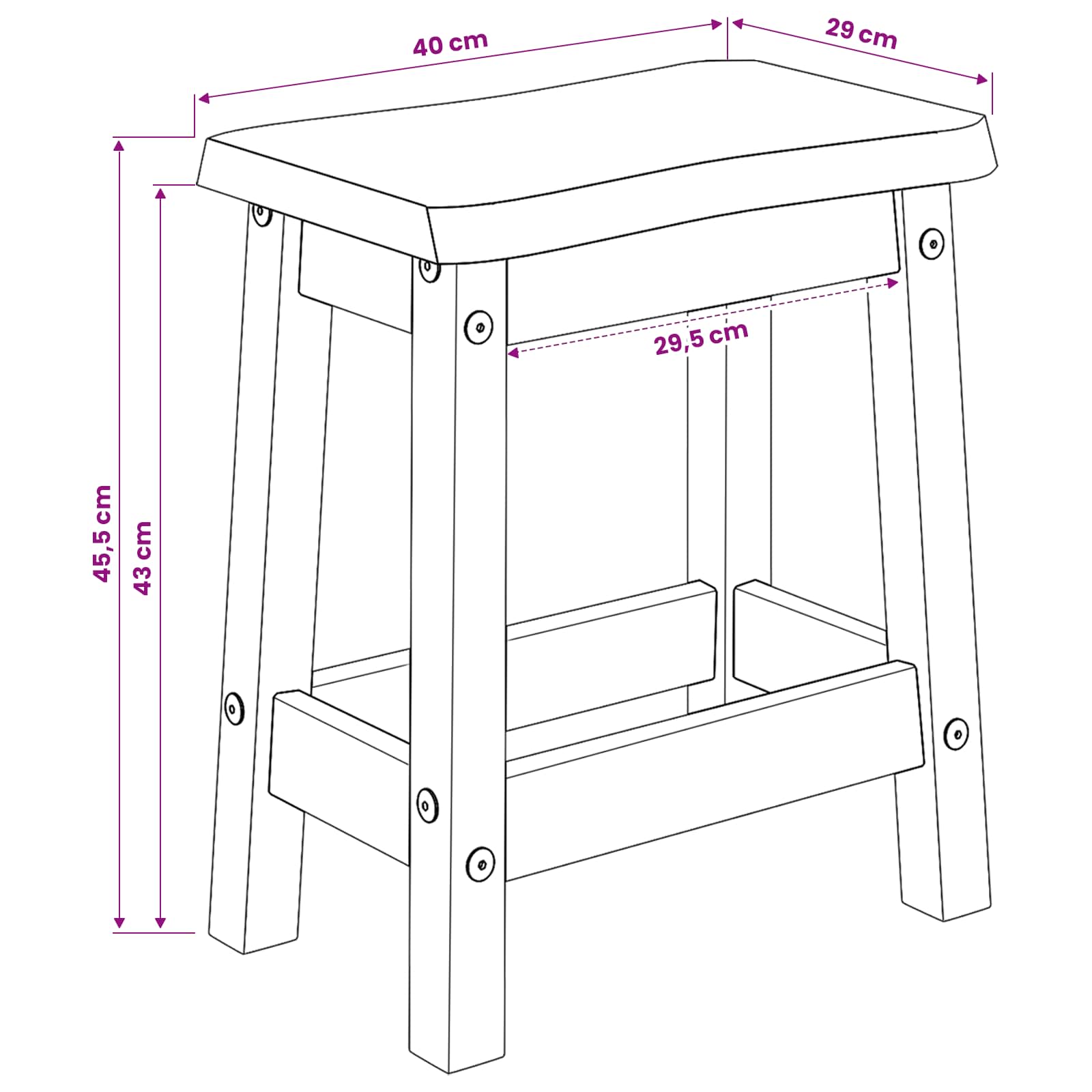 VidaXL Barkruk EKAI 2 pcs Zwart 40 x 29 x 45,5 cm Massief grenenhout