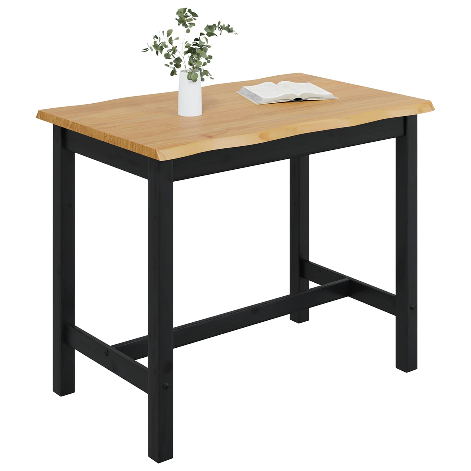 VidaXL Hoge bartafel EKAI Zwart 112 x 70 x 91 cm Massief grenenhout