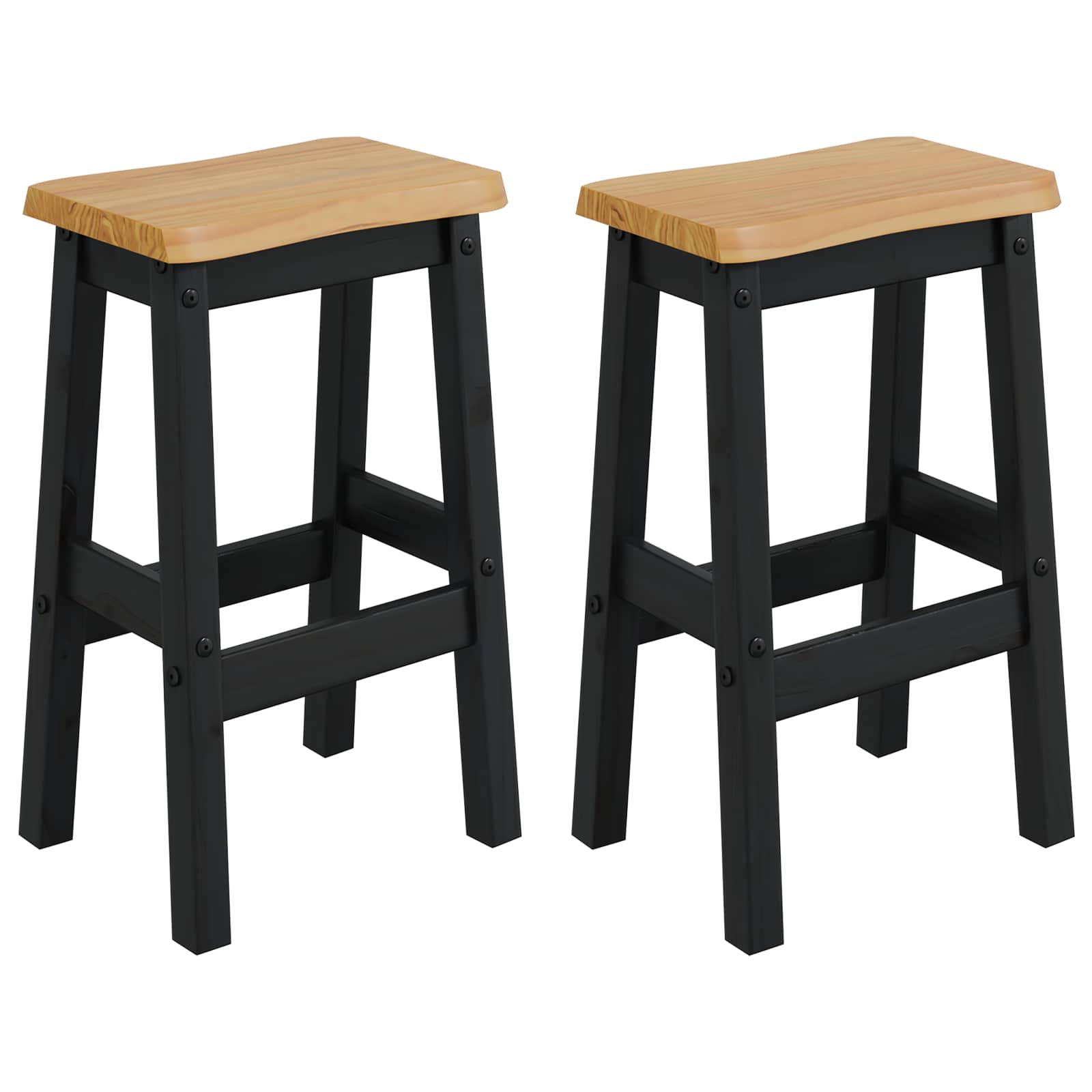 VidaXL Hoge Barkruk EKAI 2 pcs Zwart 40 x 29 x 63 cm