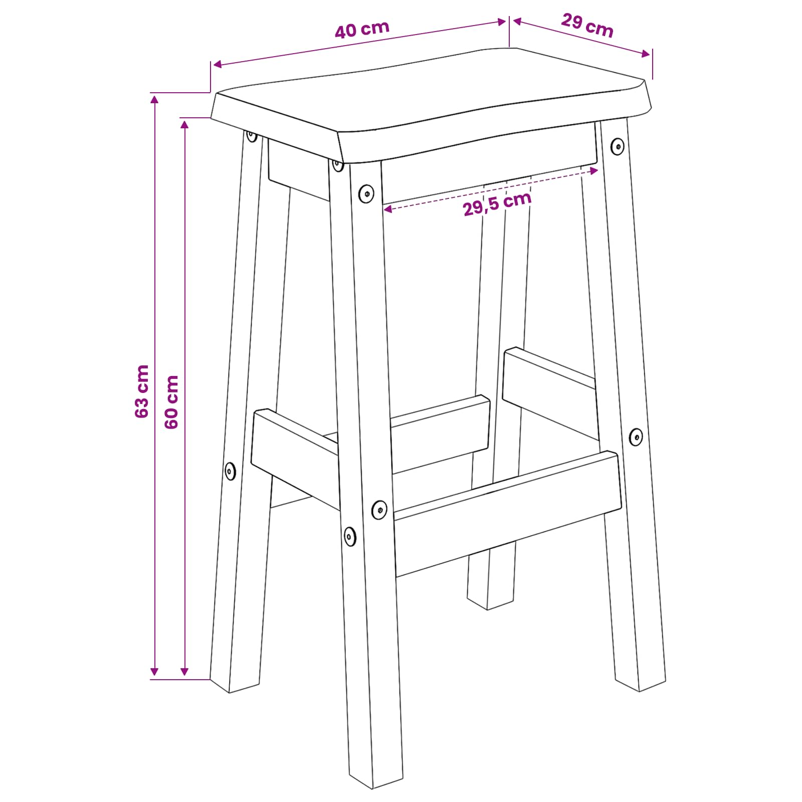 VidaXL Hoge Barkruk EKAI 2 pcs Zwart 40 x 29 x 63 cm