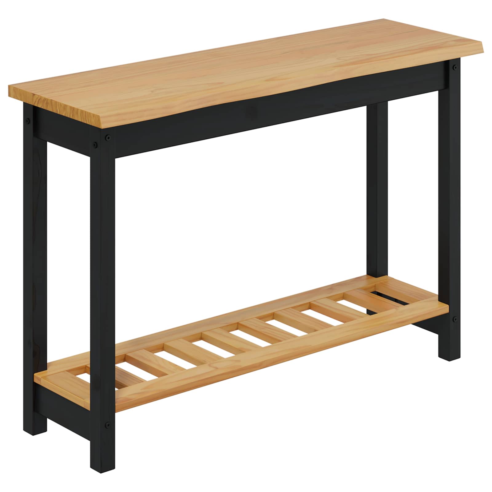 VidaXL Wandtafel EKAI Zwart 112 x 35 x 76 cm Massief grenenhout