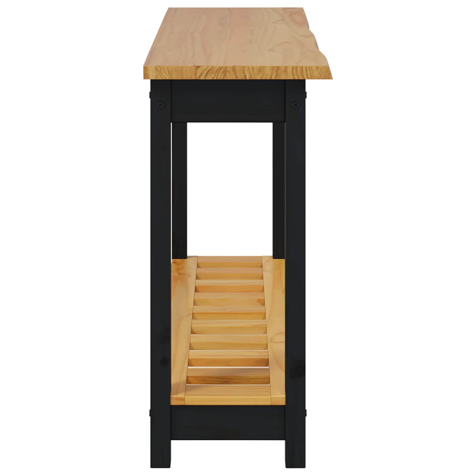VidaXL Wandtafel EKAI Zwart 112 x 35 x 76 cm Massief grenenhout