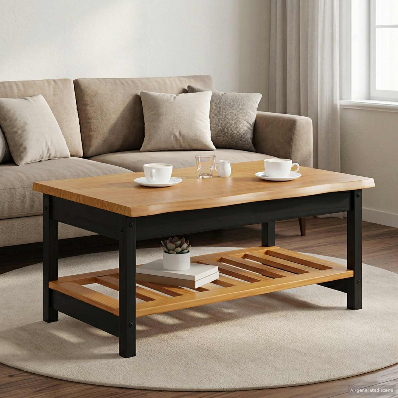 VidaXL Salontafel EKAI Zwart 100 x 60 x 45,5 cm Massief grenenhout