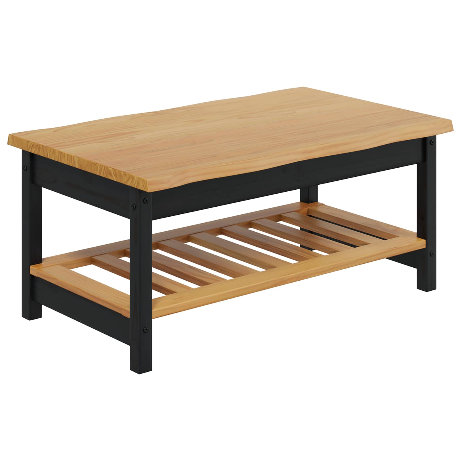 VidaXL Salontafel EKAI Zwart 100 x 60 x 45,5 cm Massief grenenhout