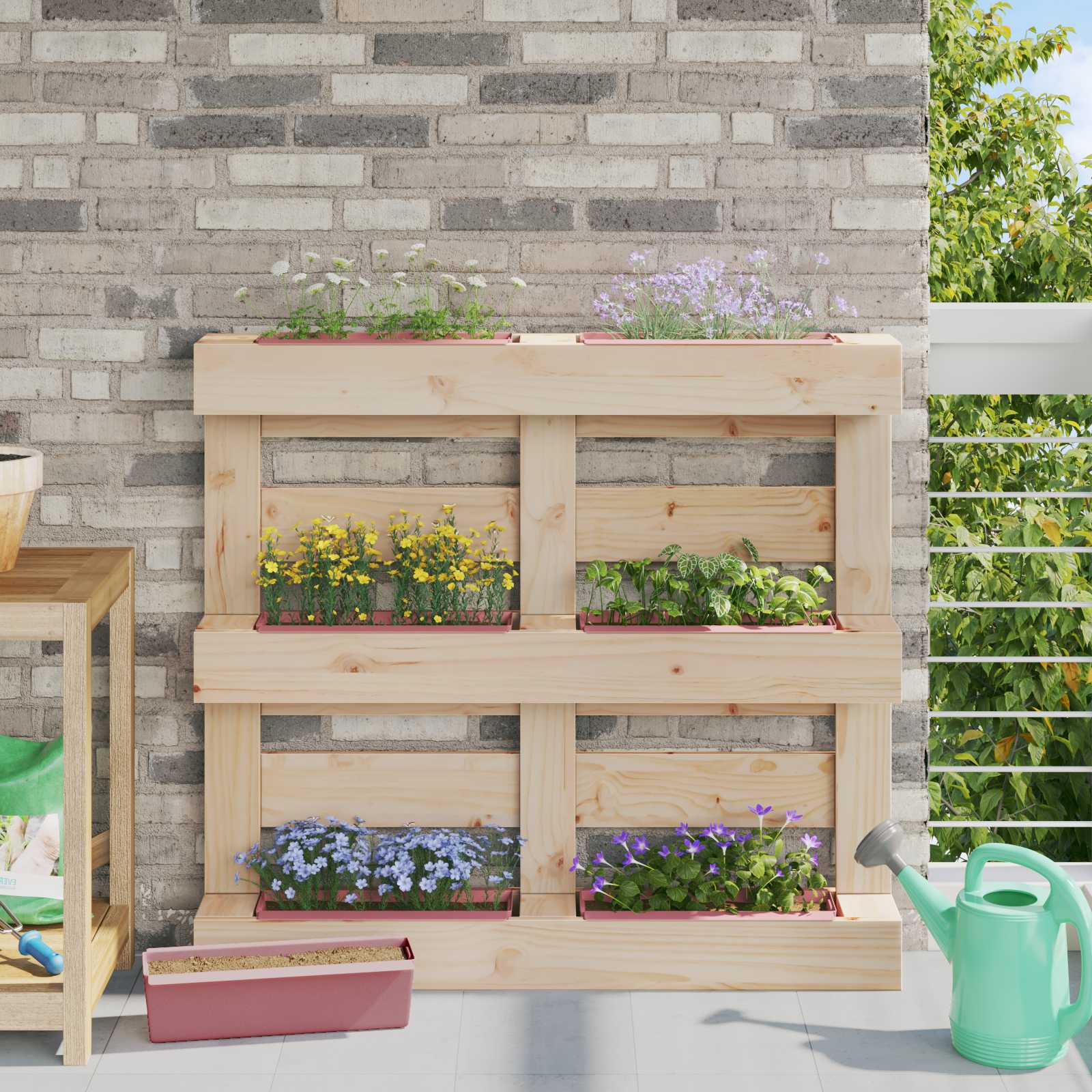 vidaXL Bloembakken voor europallets 12 st 36x13,5x9,5 cm PP grijs