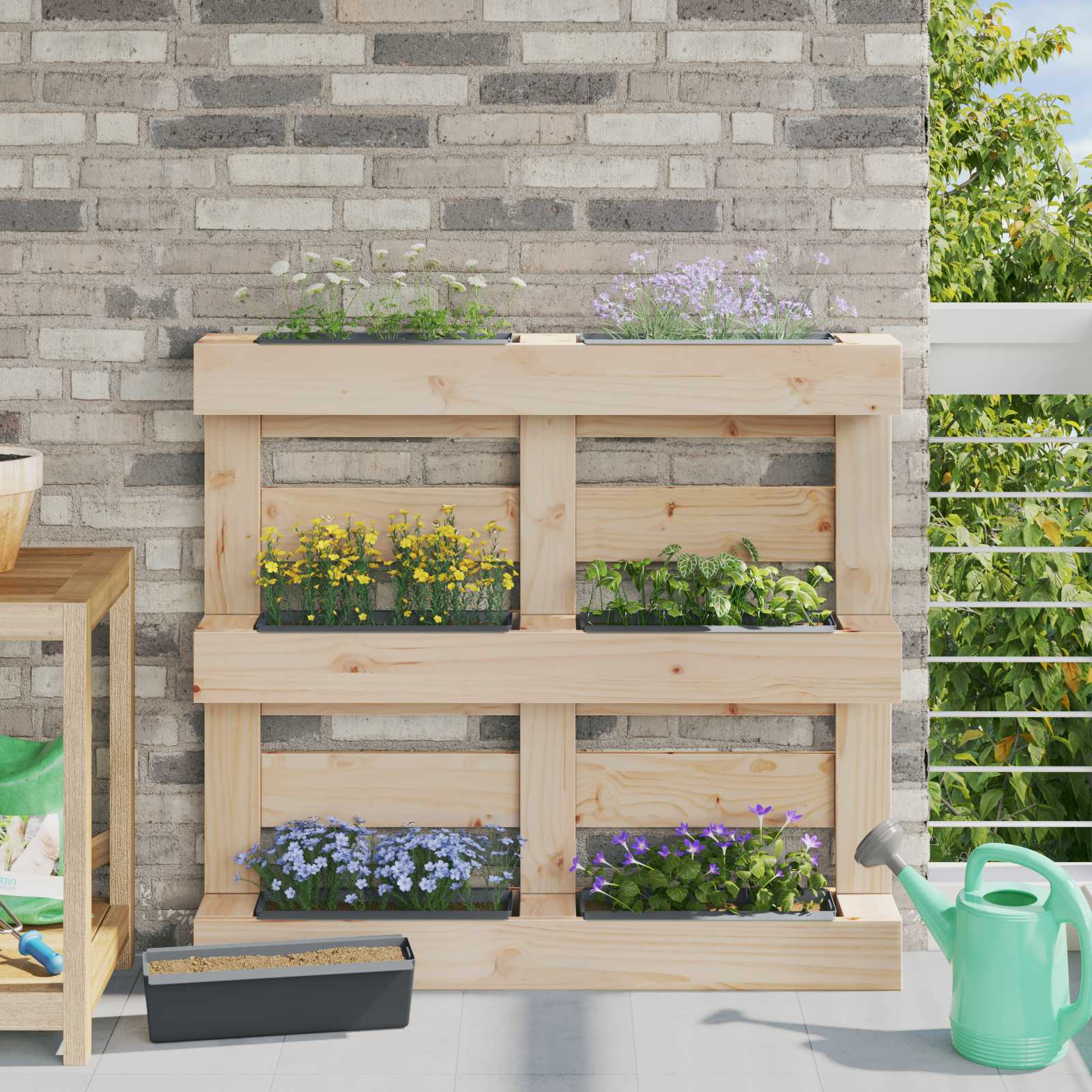 vidaXL Bloembakken voor europallets 12 st 36x13,5x9,5 cm PP grijs
