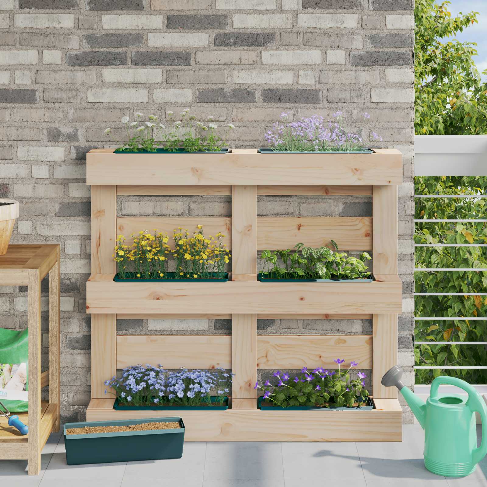 vidaXL Bloembakken voor europallets 12 st 36x13,5x9,5 cm PP grijs