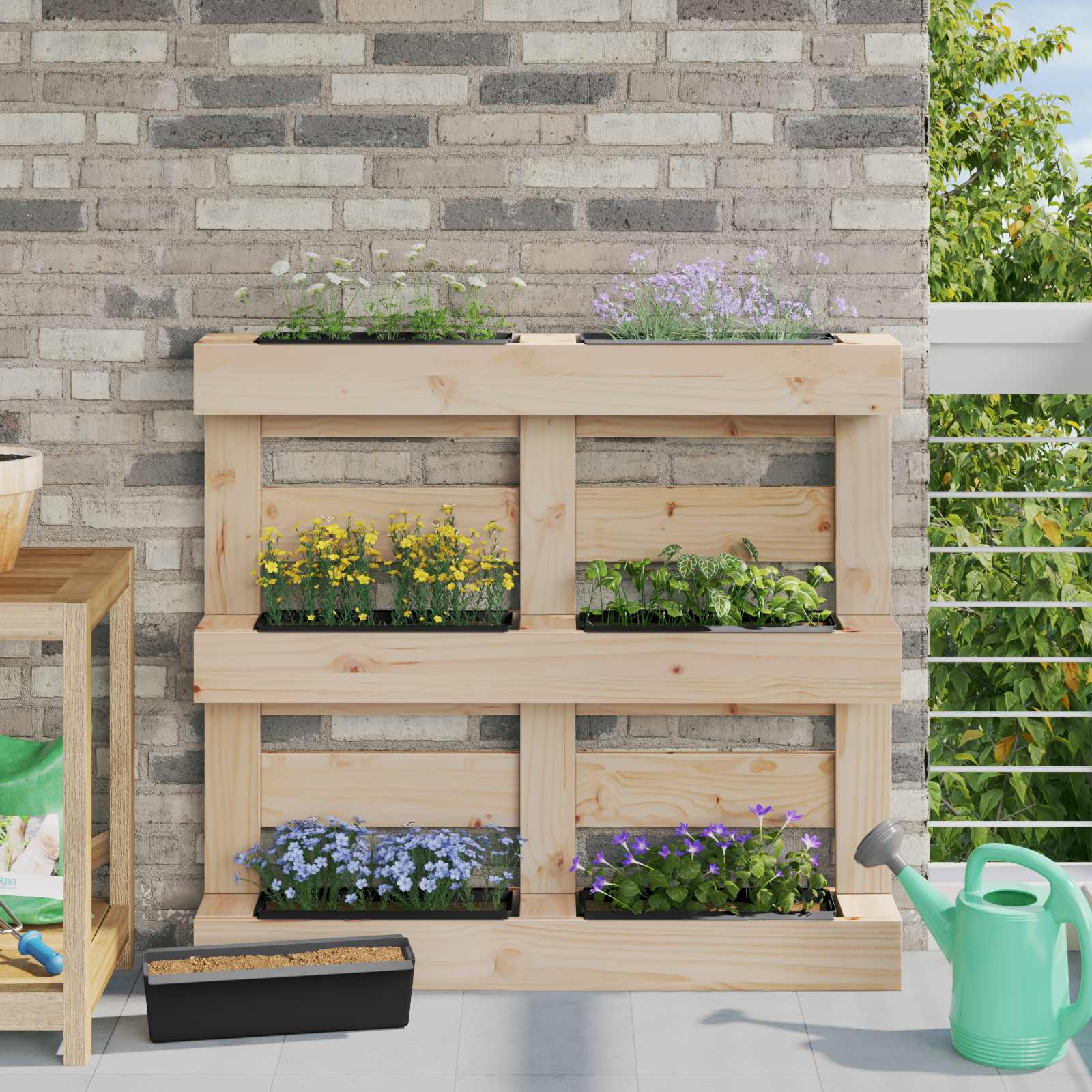 vidaXL Bloembakken voor europallets 12 st 36x13,5x9,5 cm PP grijs