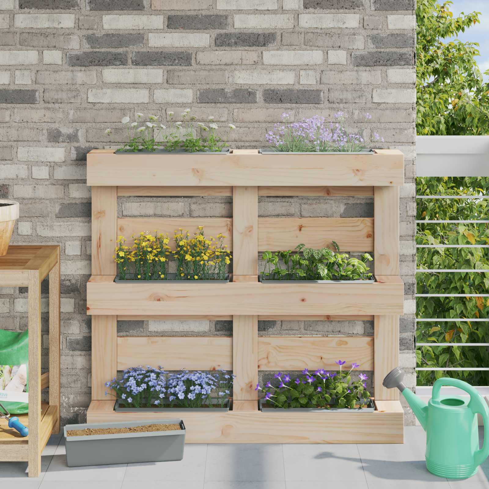 vidaXL Bloembakken voor europallets 12 st 36x13,5x9,5 cm PP grijs