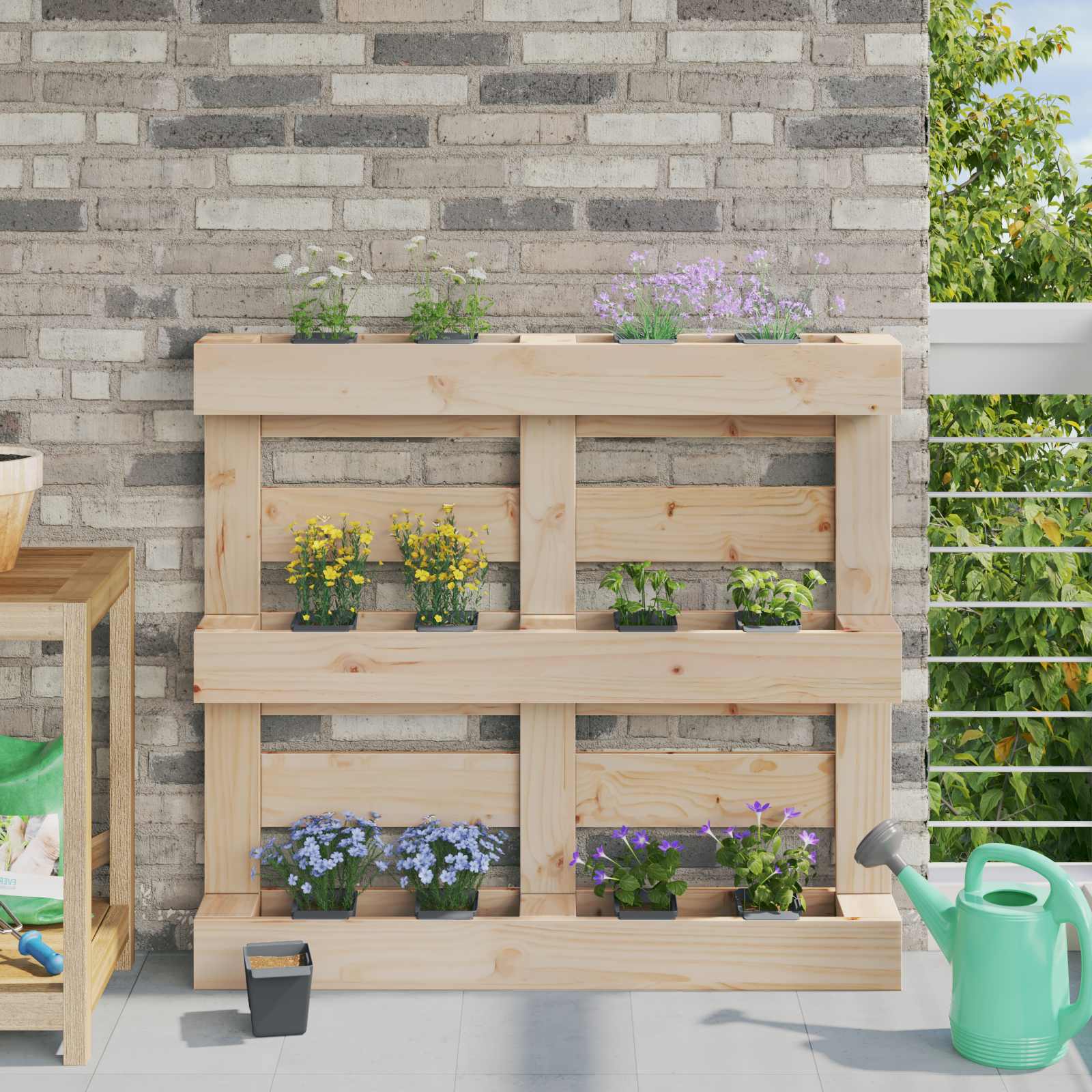 vidaXL Bloembakken voor europallets 12 st 36x13,5x9,5 cm PP grijs