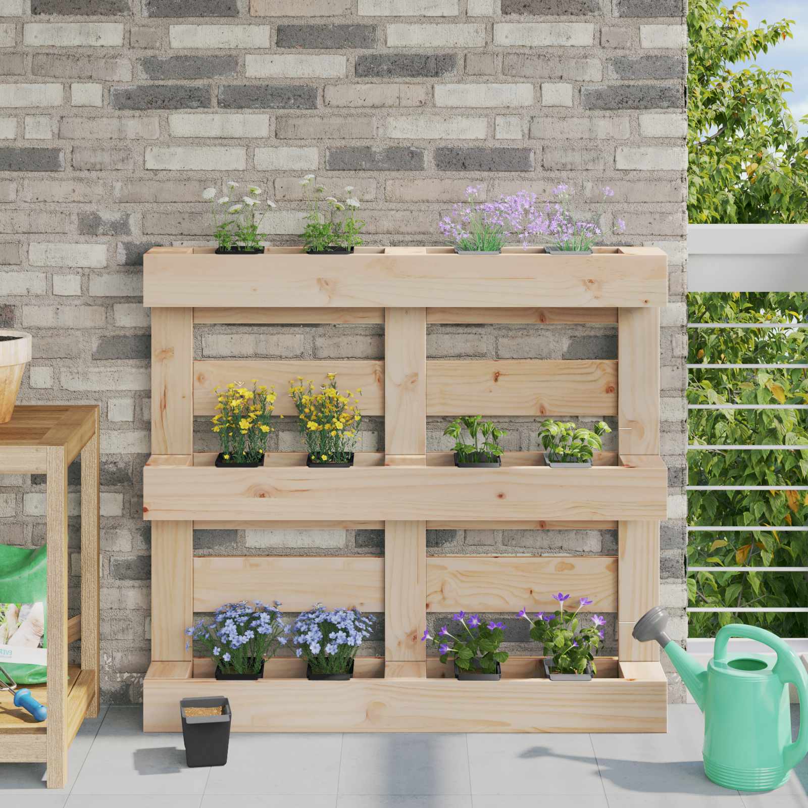 vidaXL Bloembakken voor europallets 12 st 36x13,5x9,5 cm PP grijs