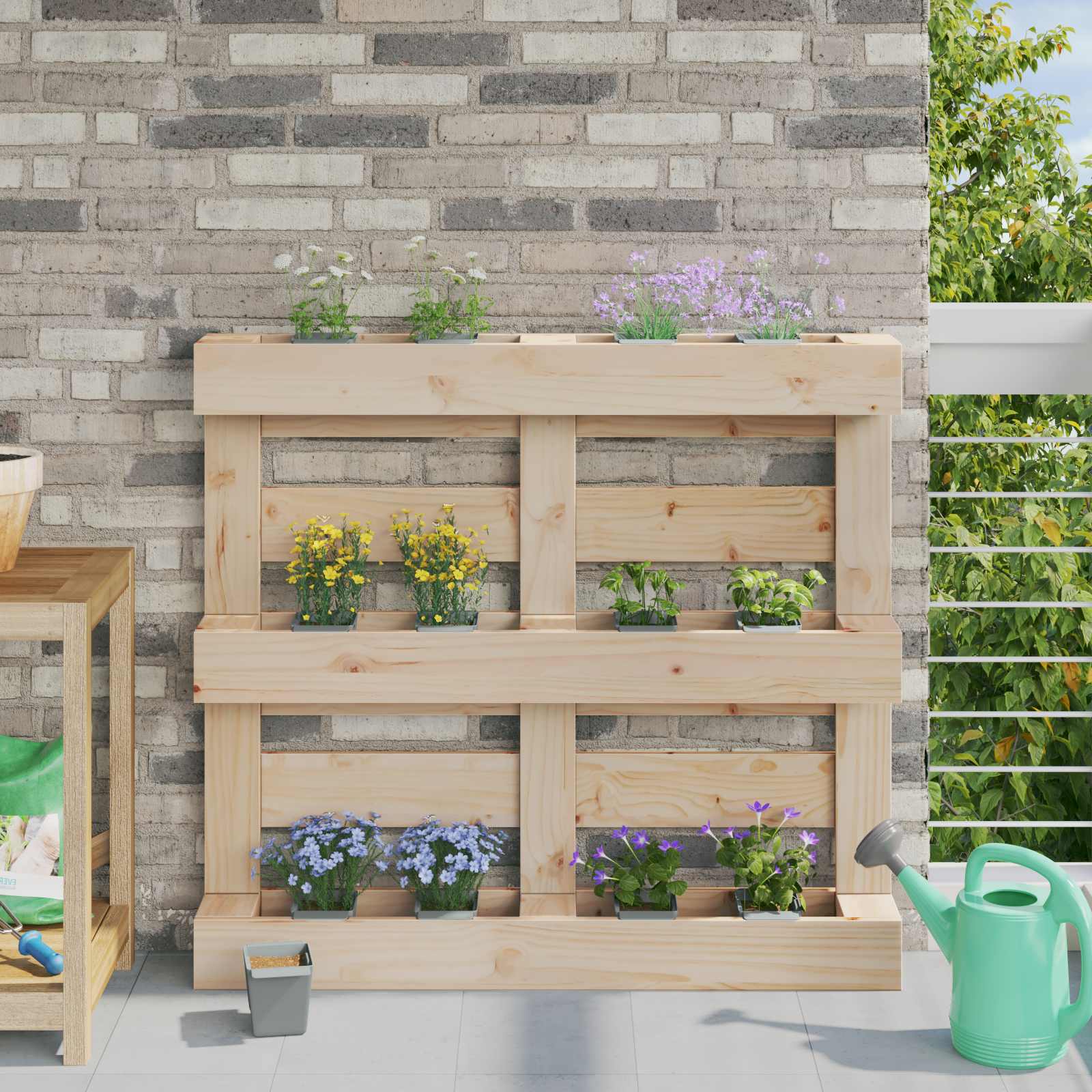 vidaXL Bloembakken voor europallets 12 st 36x13,5x9,5 cm PP grijs