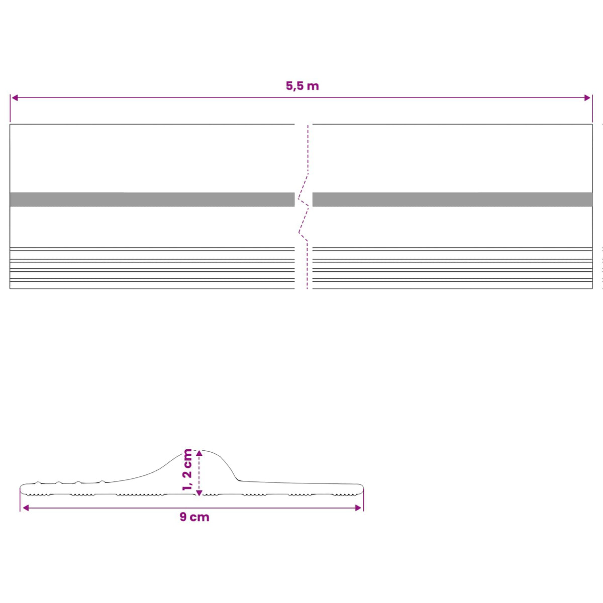 vidaXL Garage Vloerseal Zwart en Geel 12 x 90 mm 5,5 m PVC