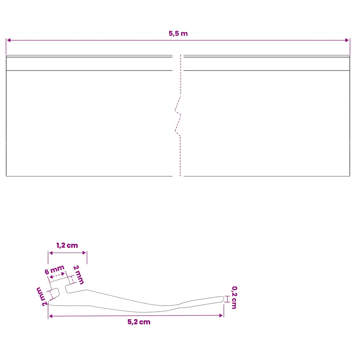 vidaXL Garage Deurafsluiting Zwart 41 x 33 mm 5,5 m PVC