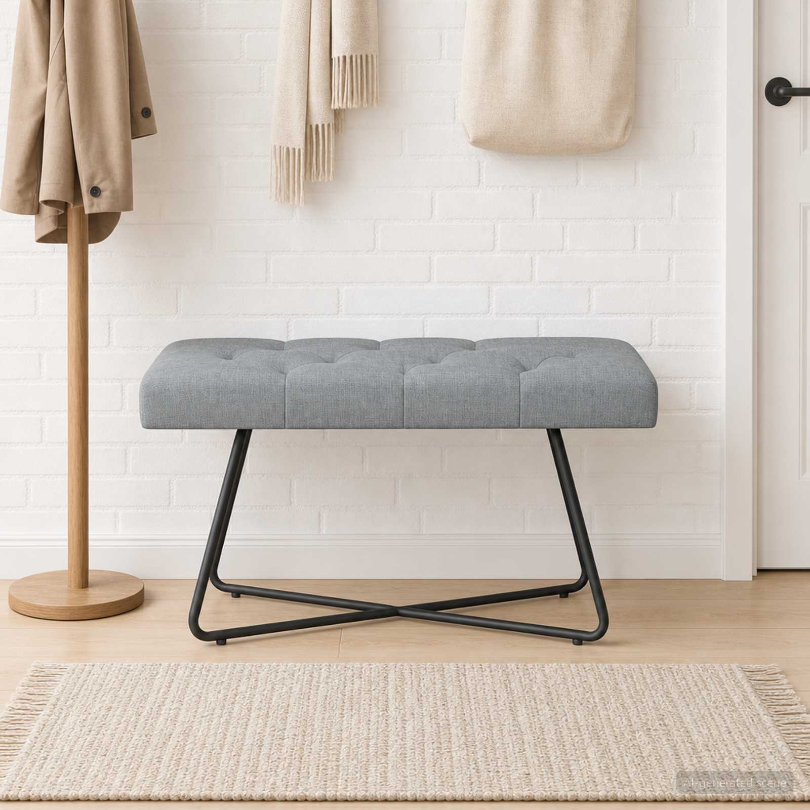 vidaXL Bank met knoopverstelling Lichtgrijs 80 x 40 x 46 cm Stof
