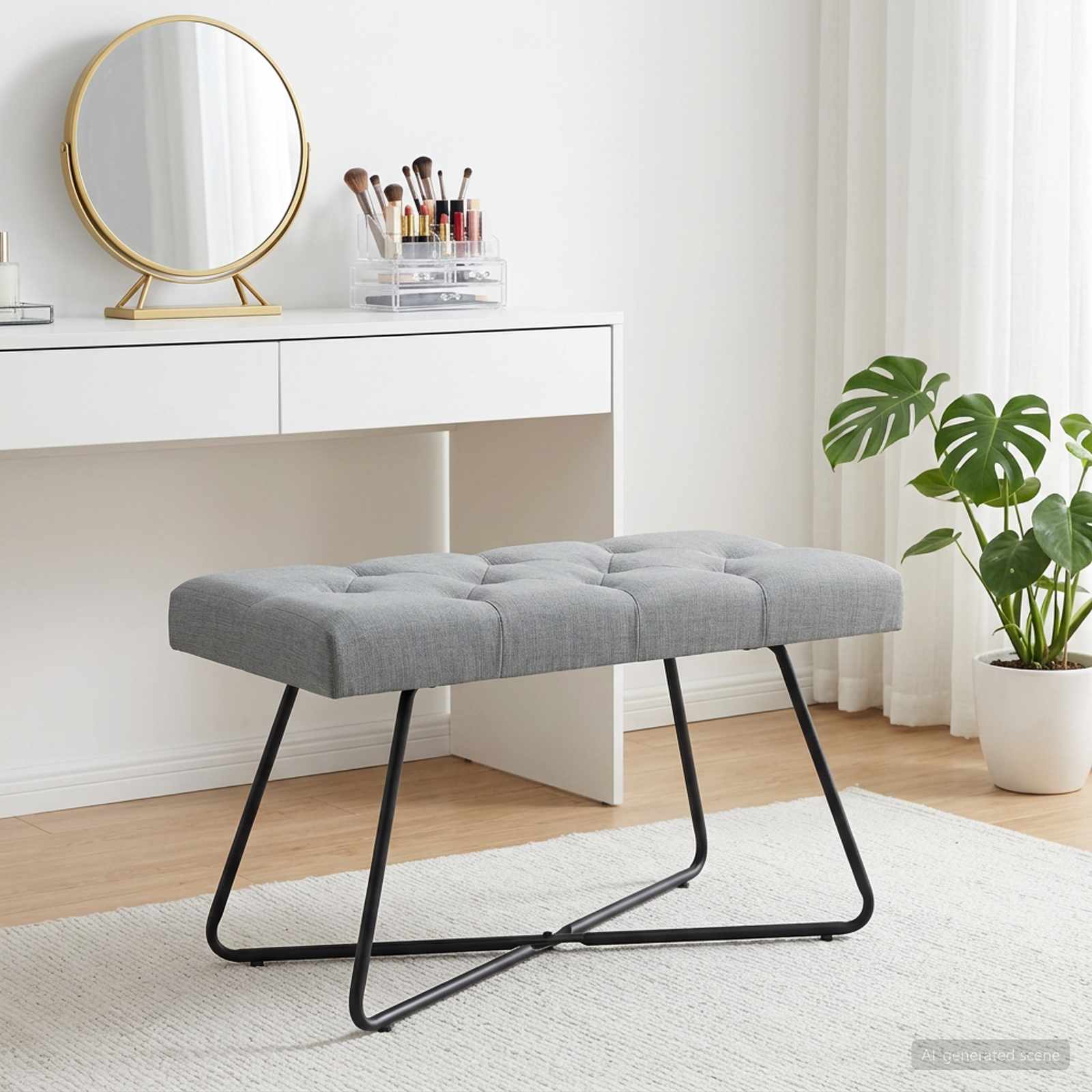 vidaXL Bank met knoopverstelling Lichtgrijs 80 x 40 x 46 cm Stof