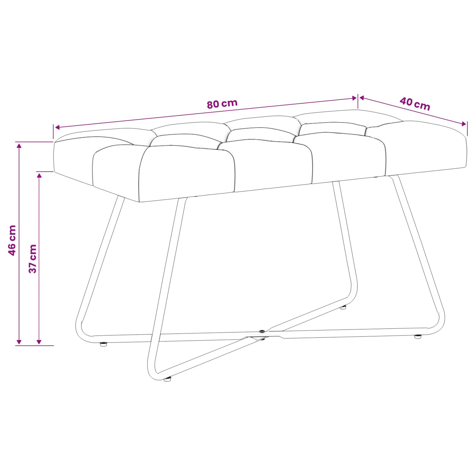 vidaXL Bank met knoopverstelling Lichtgrijs 80 x 40 x 46 cm Stof