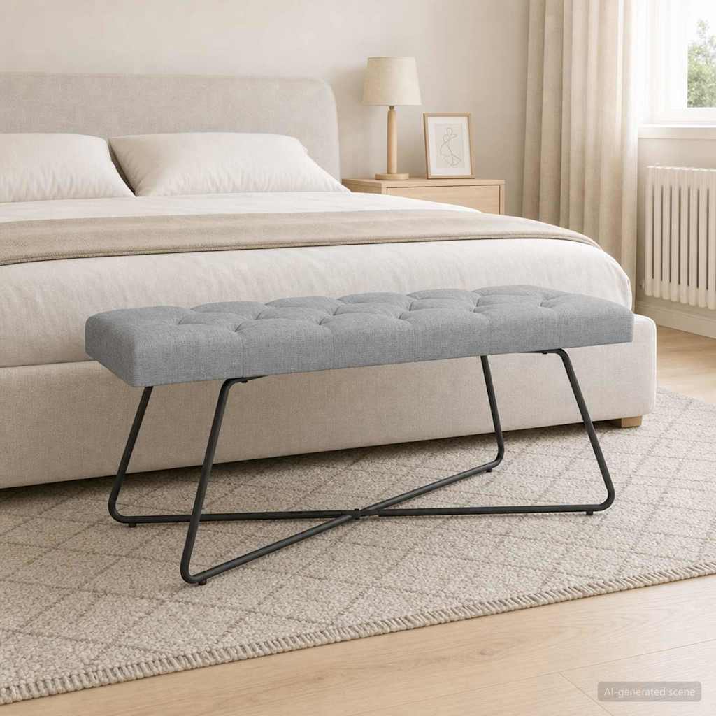 vidaXL Bank met knoopverstelling Lichtgrijs 80 x 40 x 46 cm Stof