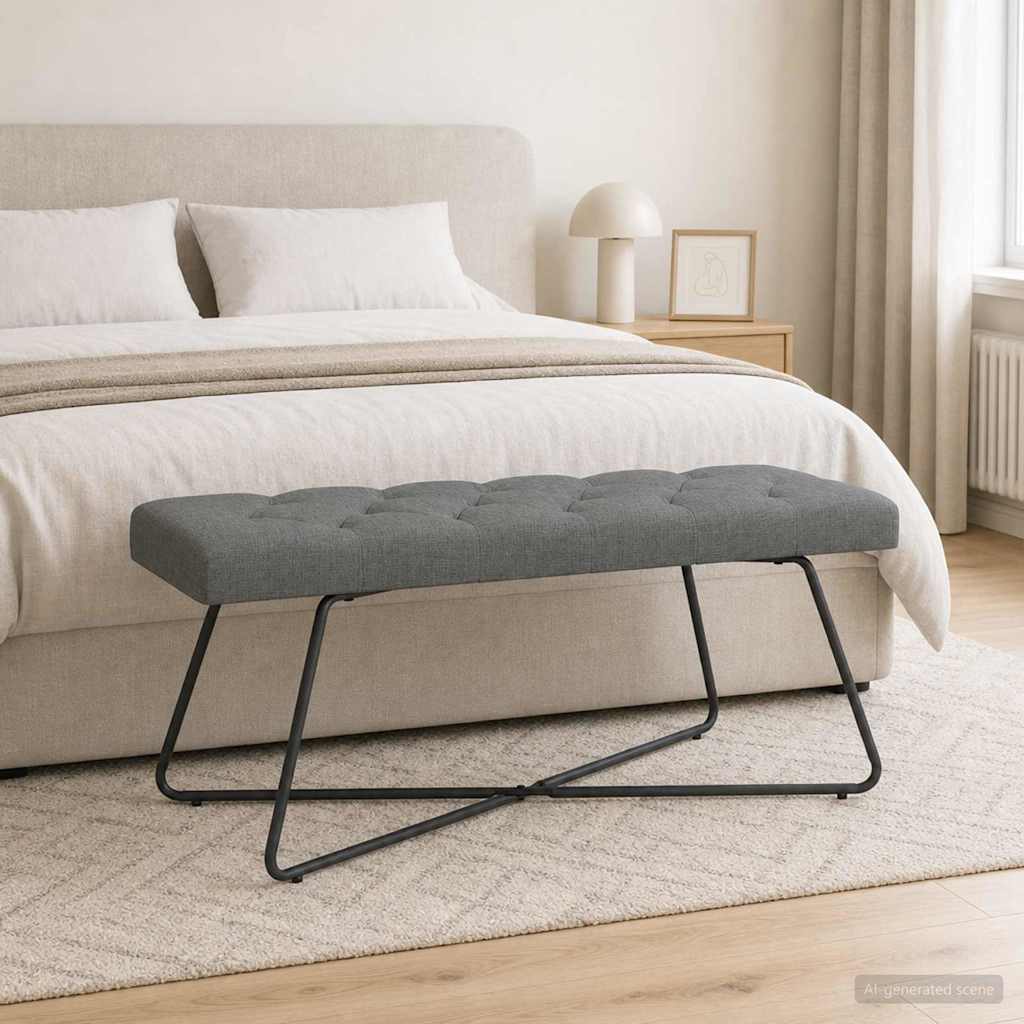 vidaXL Bank met knoopverstelling Lichtgrijs 80 x 40 x 46 cm Stof