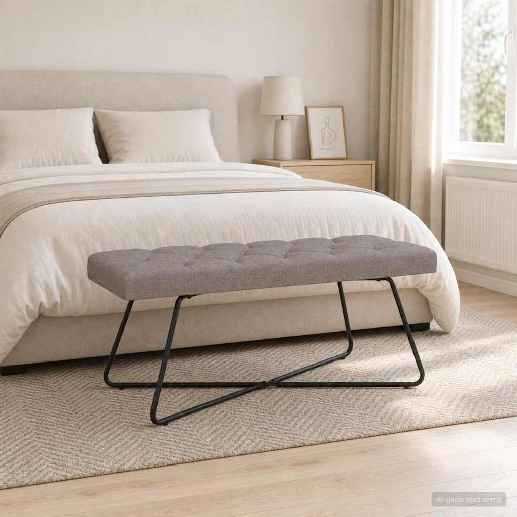 vidaXL Bank met knoopverstelling Lichtgrijs 80 x 40 x 46 cm Stof