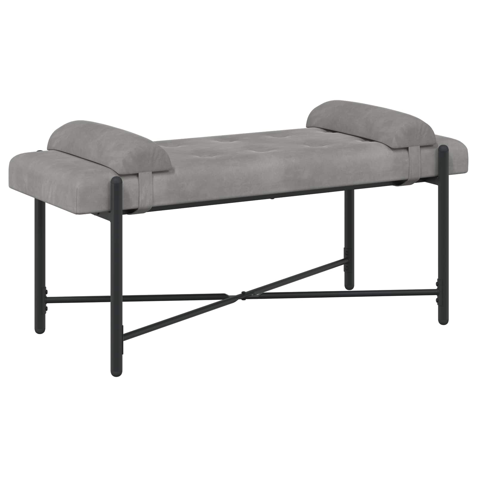 vidaXL Knop-gestept Bankje met Kussens Lichtgrijs 110 x 40 x 46 cm