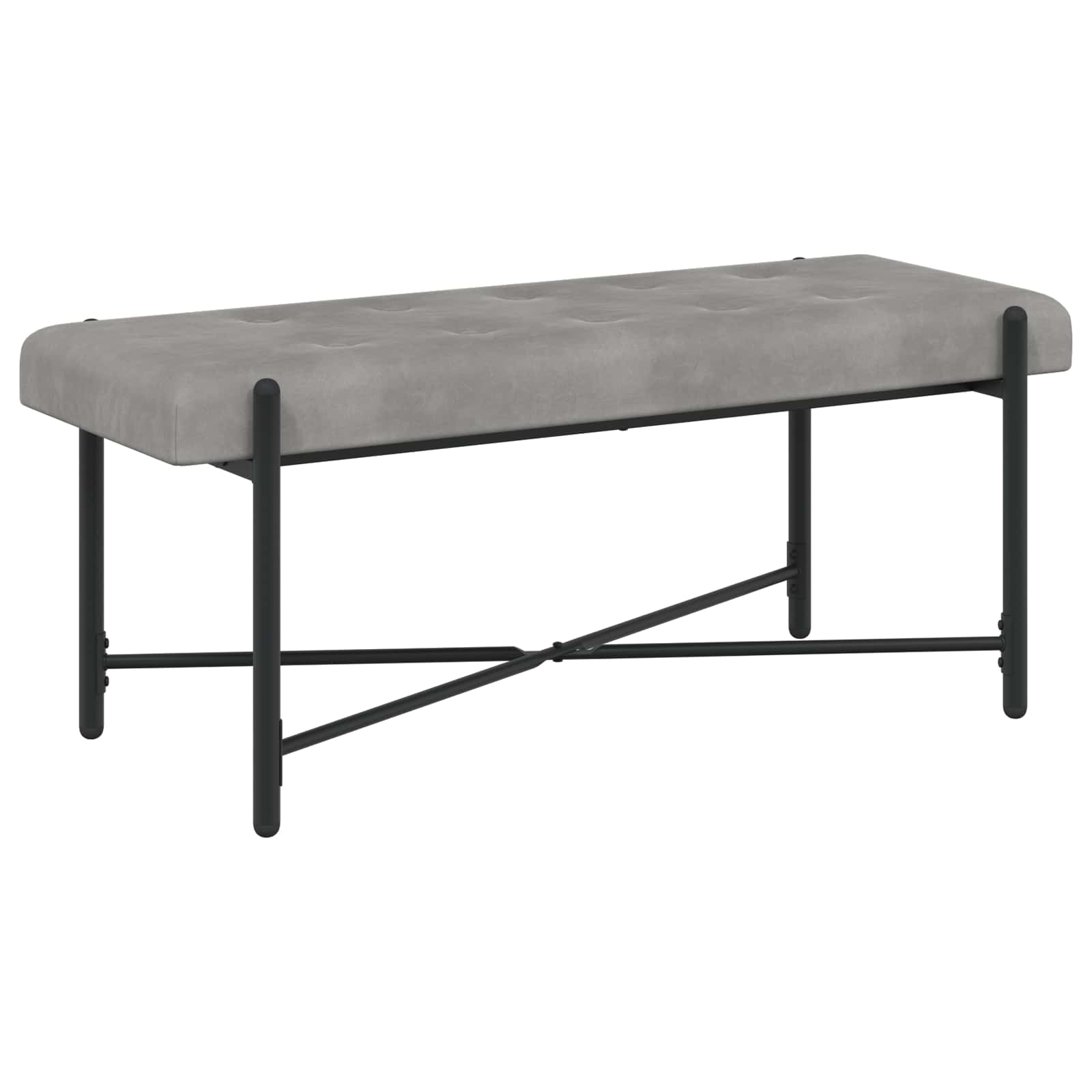 vidaXL Knop-gestept Bankje met Kussens Lichtgrijs 110 x 40 x 46 cm
