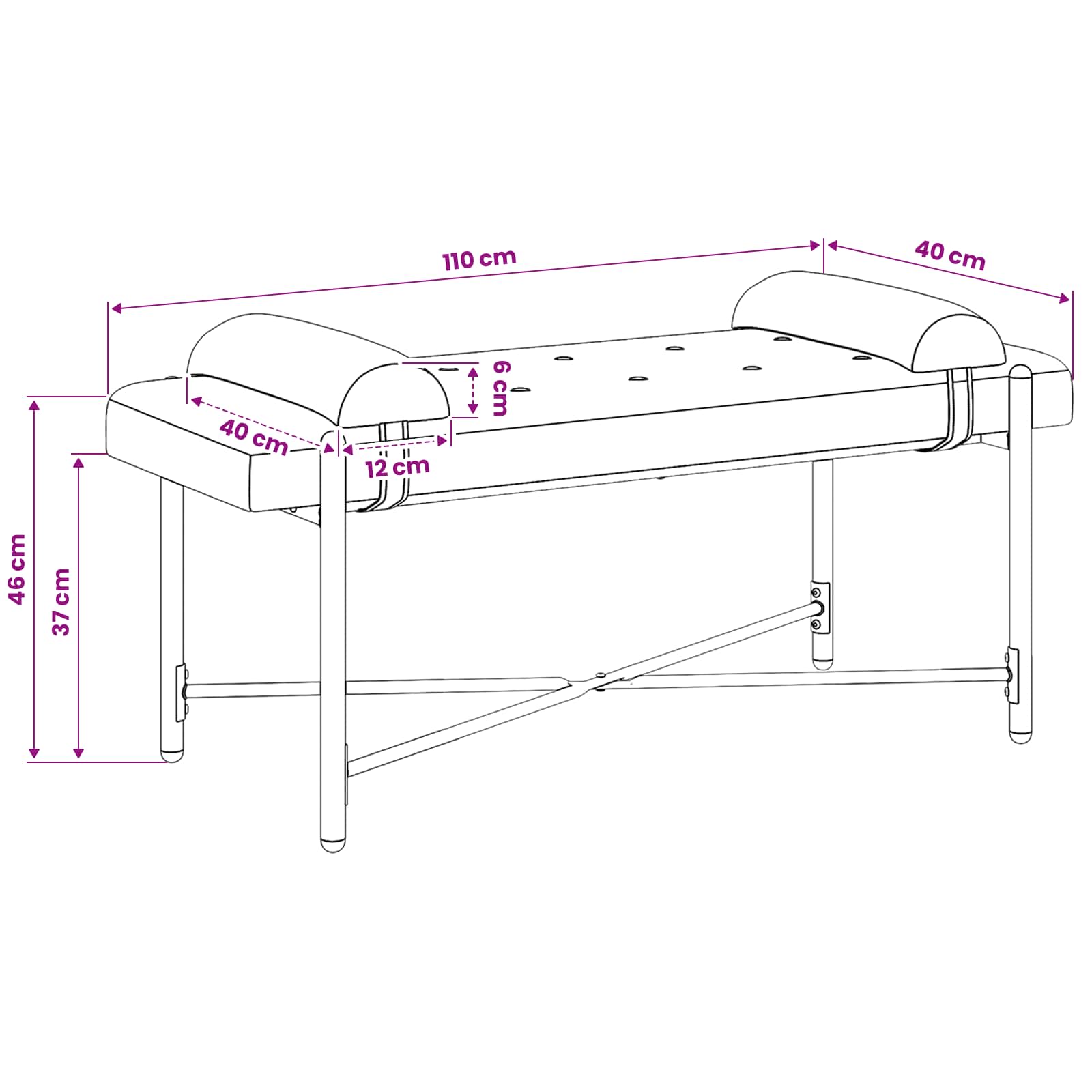 vidaXL Knop-gestept Bankje met Kussens Lichtgrijs 110 x 40 x 46 cm