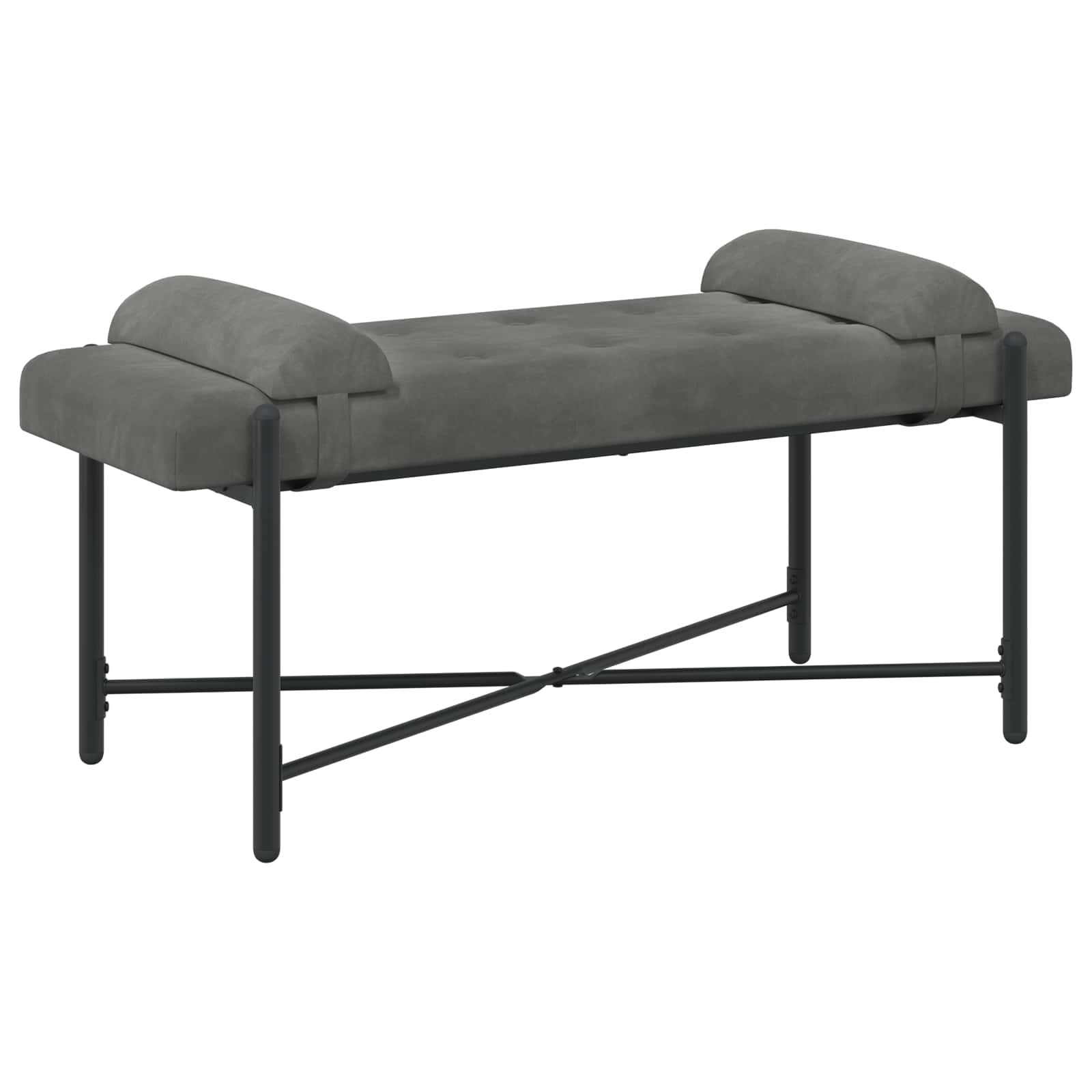 vidaXL Knop-gestept Bankje met Kussens Lichtgrijs 110 x 40 x 46 cm