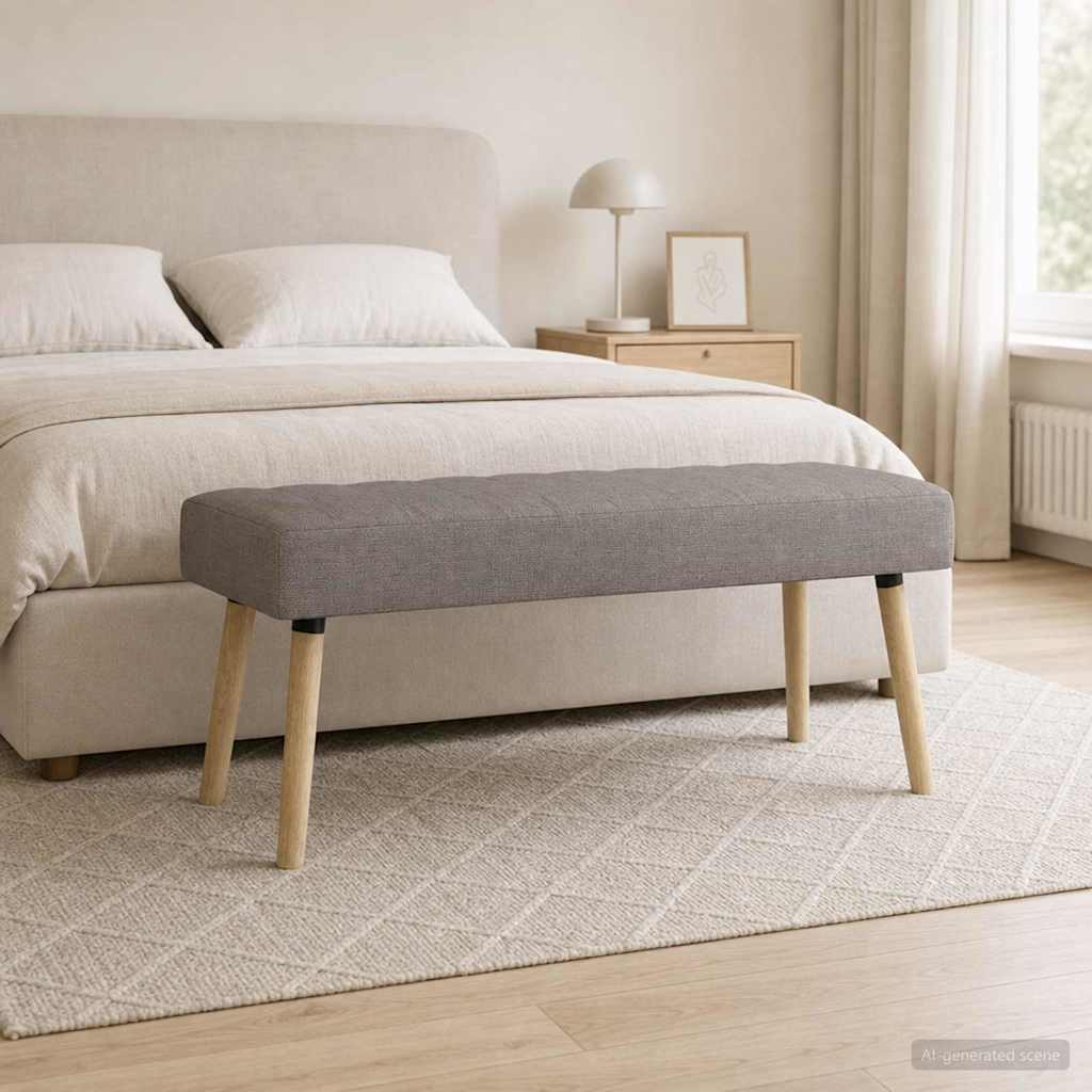 vidaXL Kanaal-geplooide bank Lichtgrijs 60 x 40 x 45 cm Stof