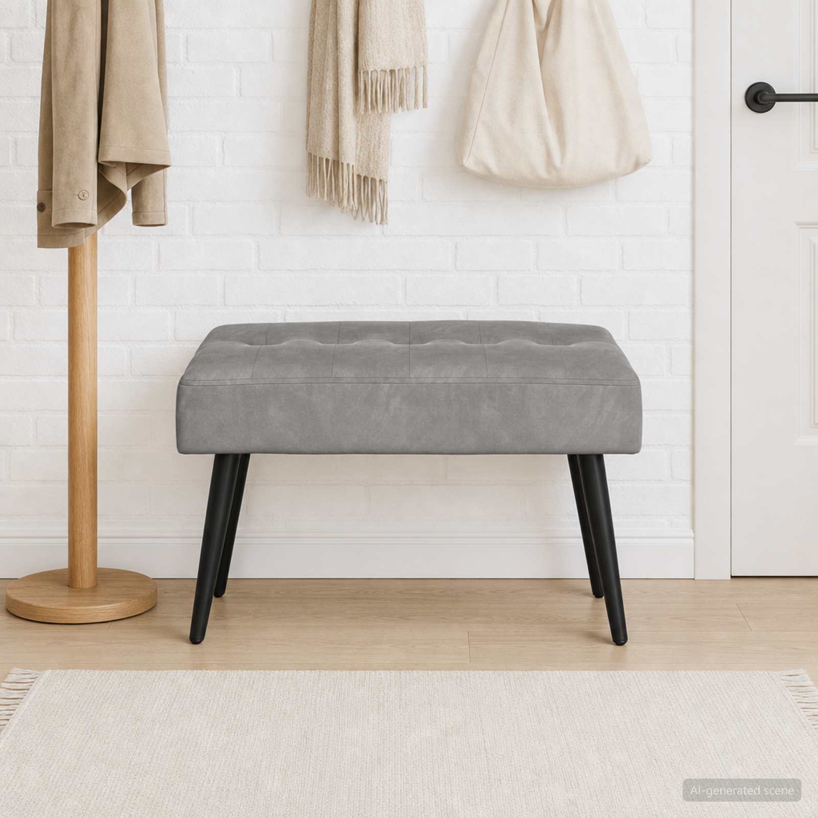 vidaXL Bank met knoopverstelling Lichtgrijs 60 x 40 x 45 cm Fluweel