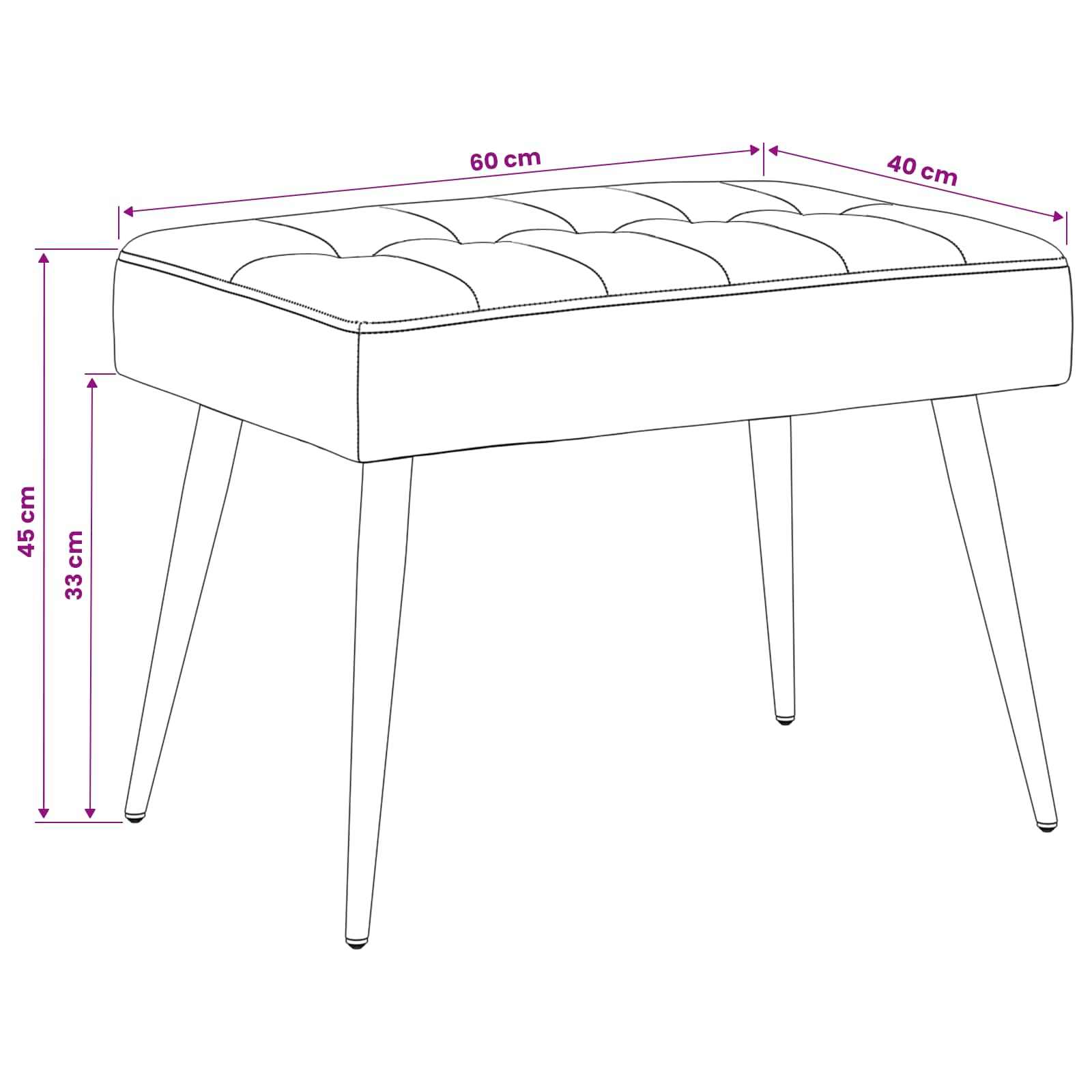 vidaXL Bank met knoopverstelling Lichtgrijs 60 x 40 x 45 cm Fluweel