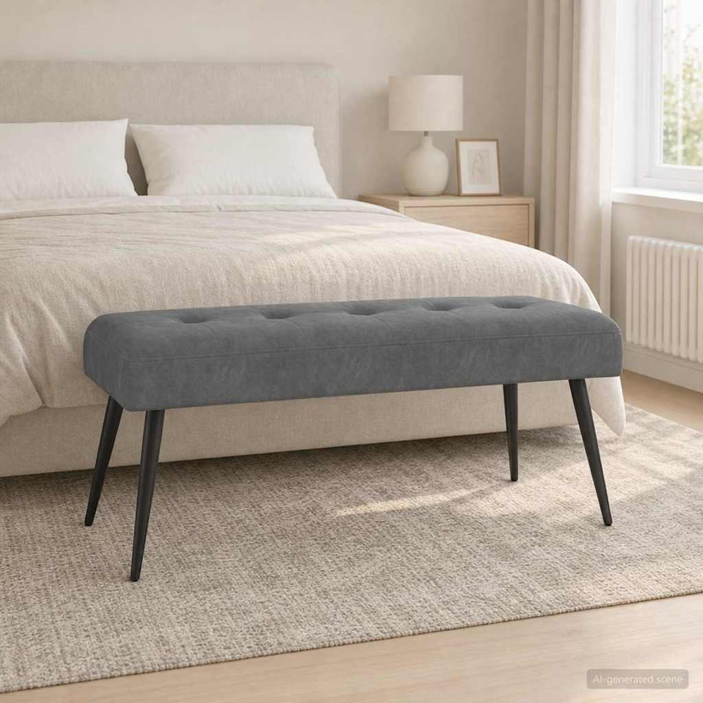 vidaXL Bank met knoopverstelling Lichtgrijs 60 x 40 x 45 cm Fluweel