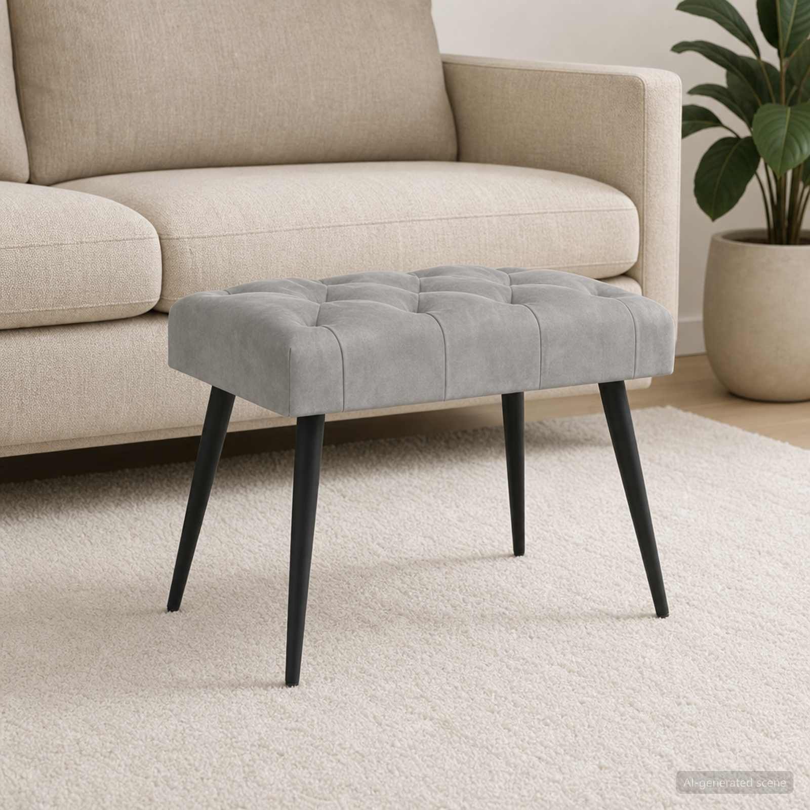 vidaXL Bank met knoopverstelling Lichtgrijs 60 x 40 x 45 cm Fluweel