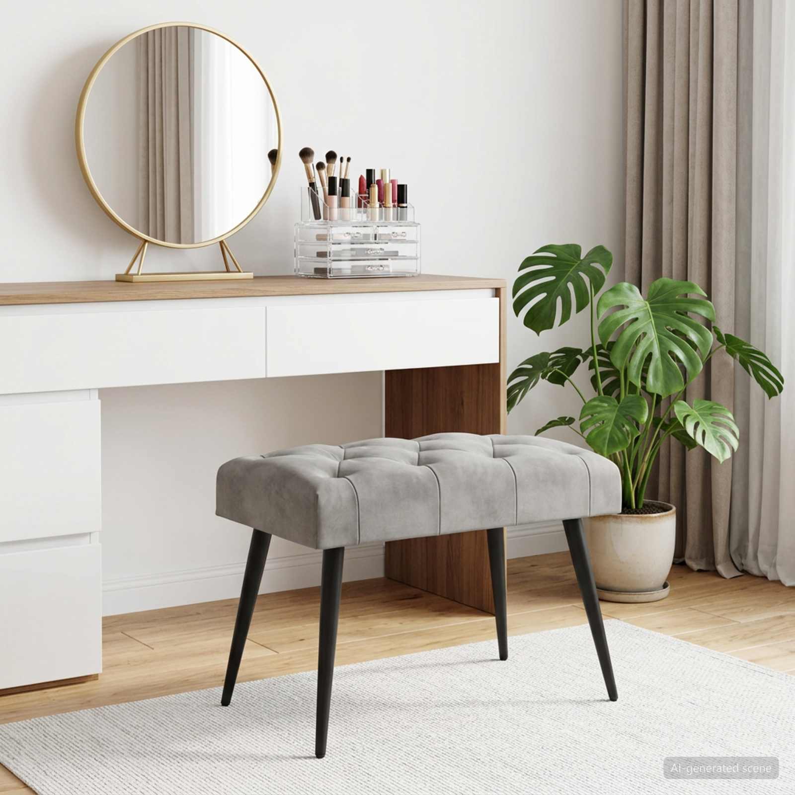 vidaXL Bank met knoopverstelling Lichtgrijs 60 x 40 x 45 cm Fluweel