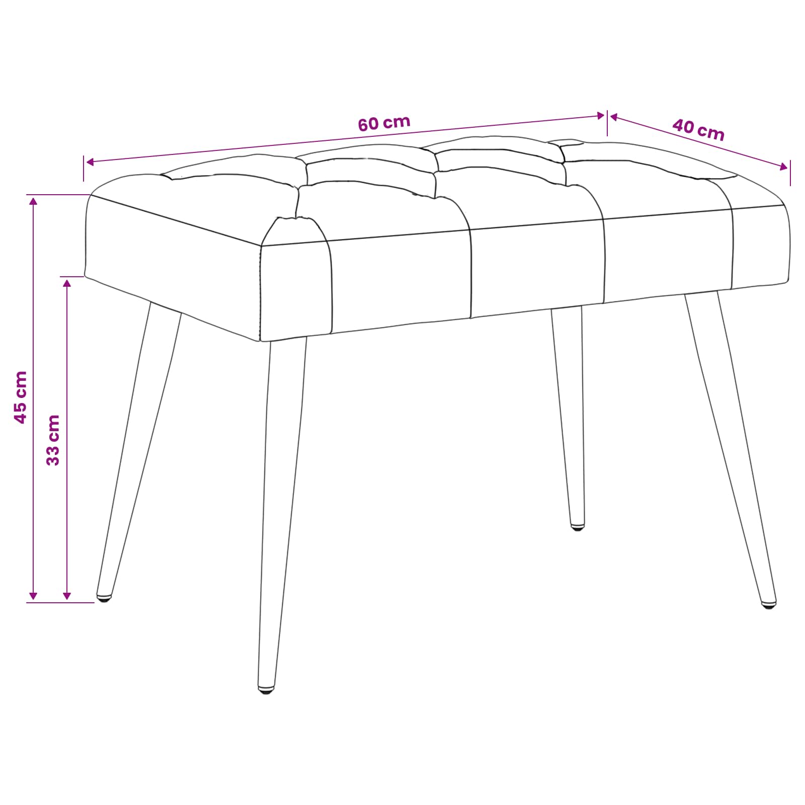vidaXL Bank met knoopverstelling Lichtgrijs 60 x 40 x 45 cm Fluweel