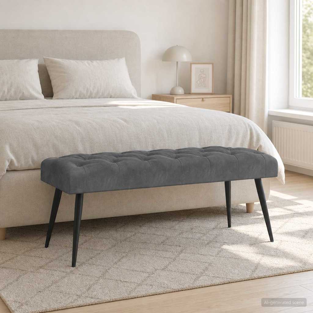 vidaXL Bank met knoopverstelling Lichtgrijs 60 x 40 x 45 cm Fluweel