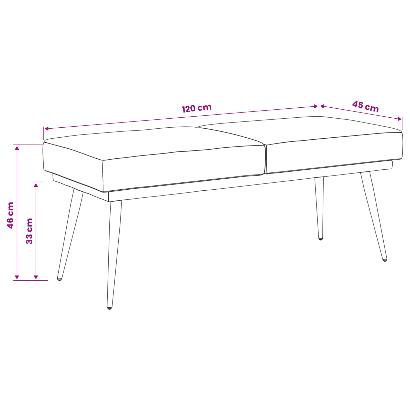vidaXL Dubbel Laagige Bank Lichtgrijs 120 x 45 x 46 cm Fluweel