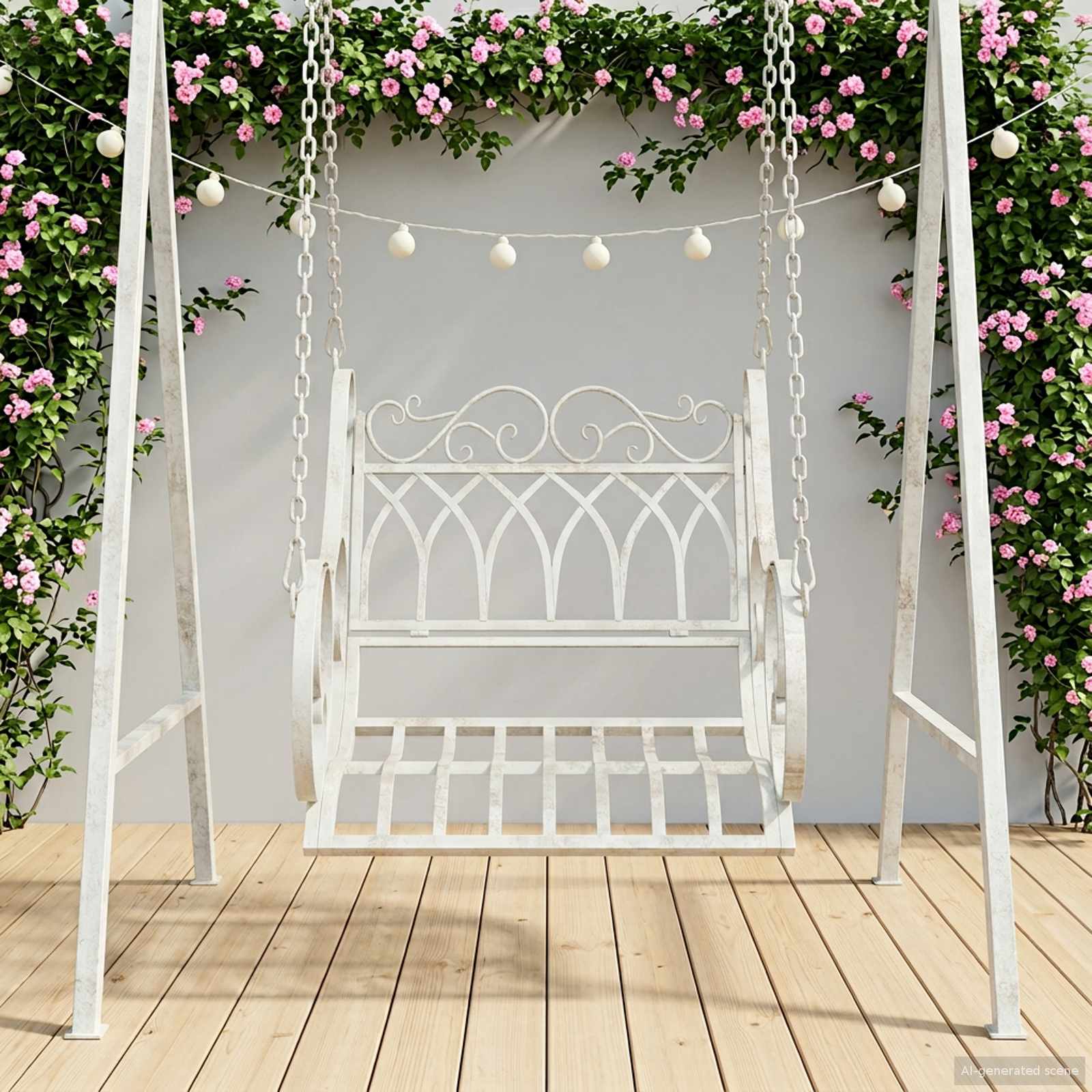 vidaXL Schommelbank Staal 71 x 75 x 59 cm Antiek wit