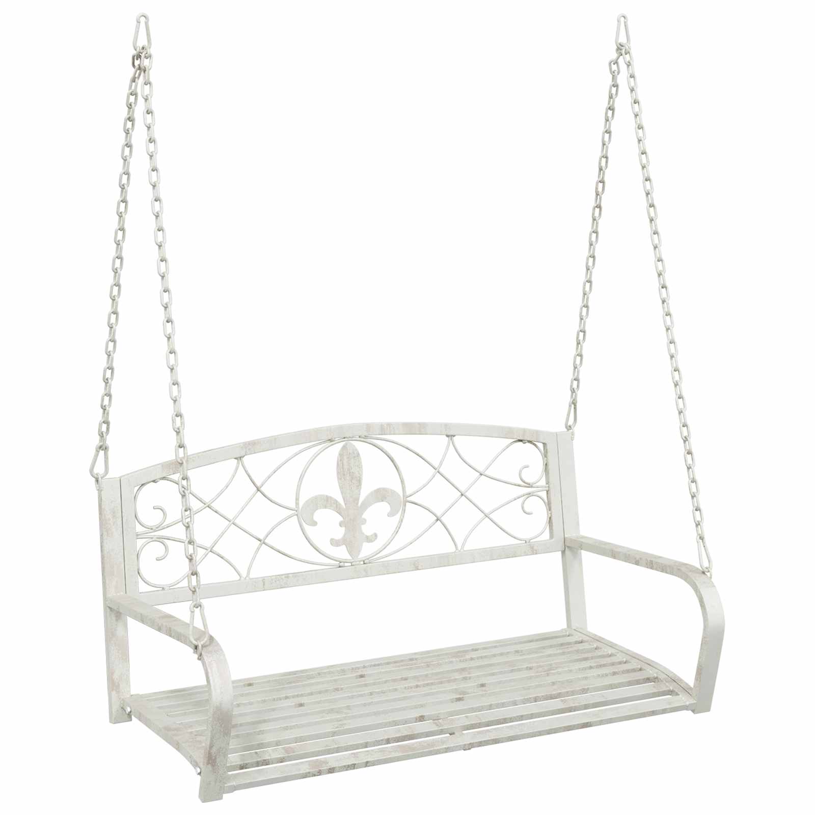 vidaXL Schommelbank Staal 71 x 75 x 59 cm Antiek wit