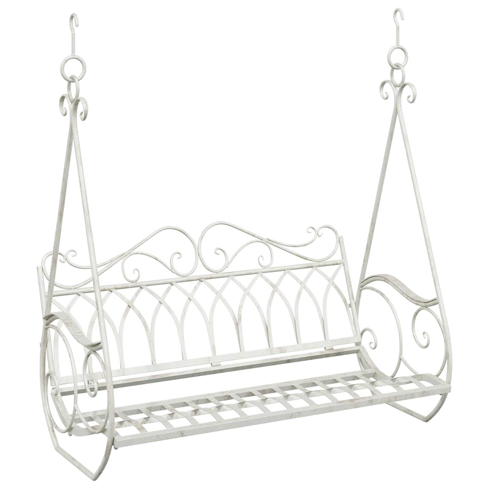 vidaXL Schommelbank Staal 71 x 75 x 59 cm Antiek wit