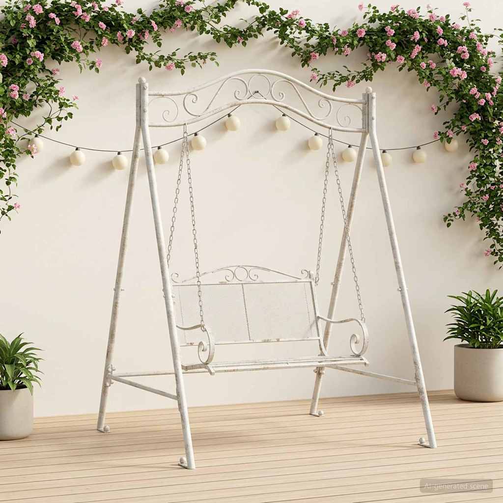 vidaXL Swing Frame Antiek wit 113 x 121,5 x 168 cm Staal