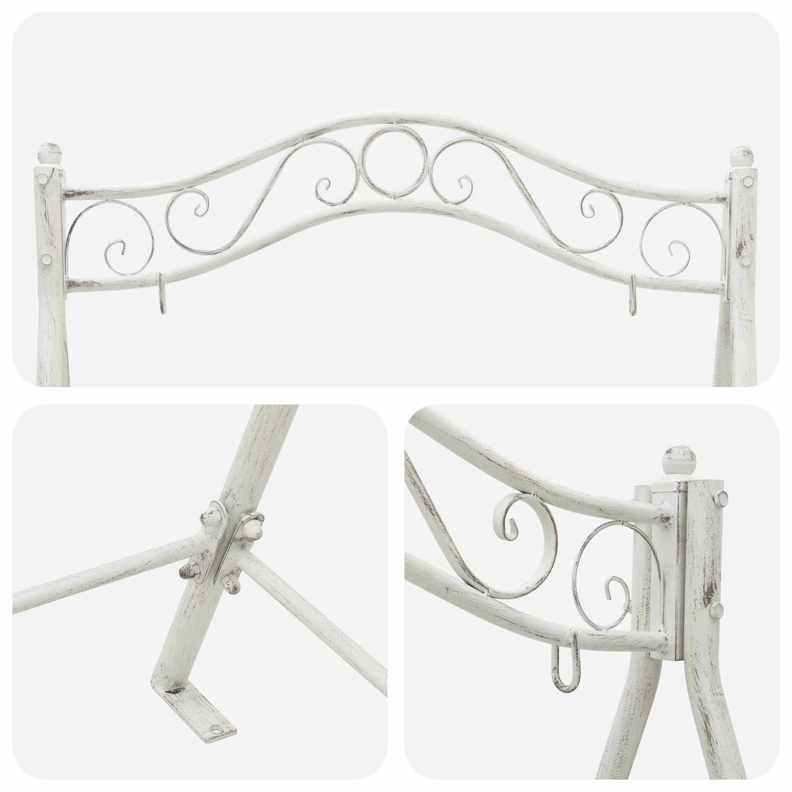 vidaXL Swing Frame Antiek wit 113 x 121,5 x 168 cm Staal