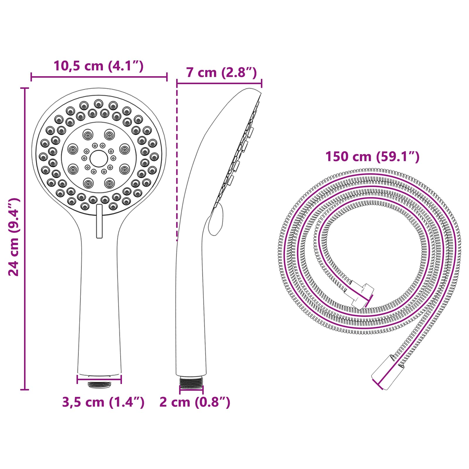 vidaXL Doucheset Chroom 150 cm Roestvrij staal