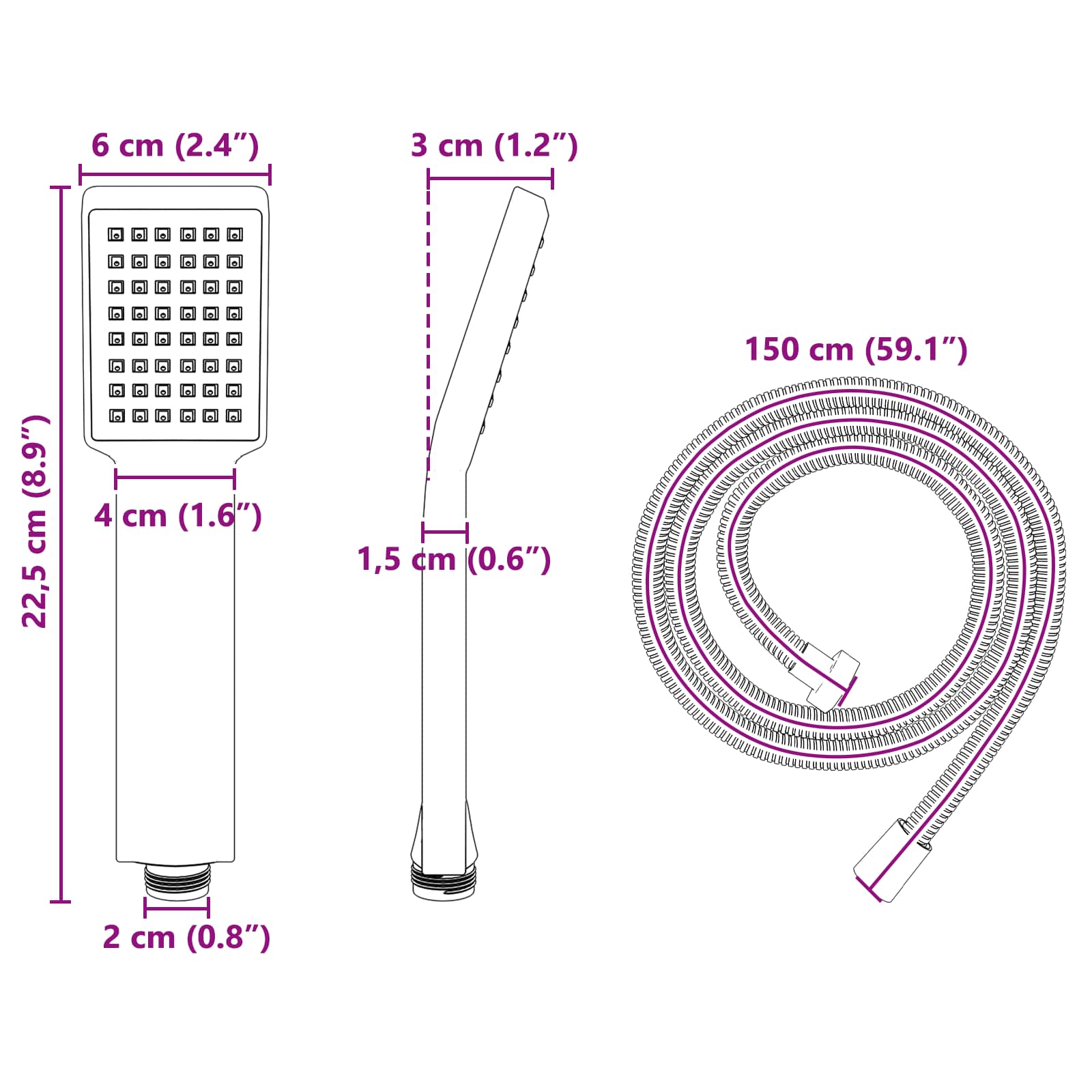 vidaXL Doucheset Chroom 150 cm Roestvrij staal