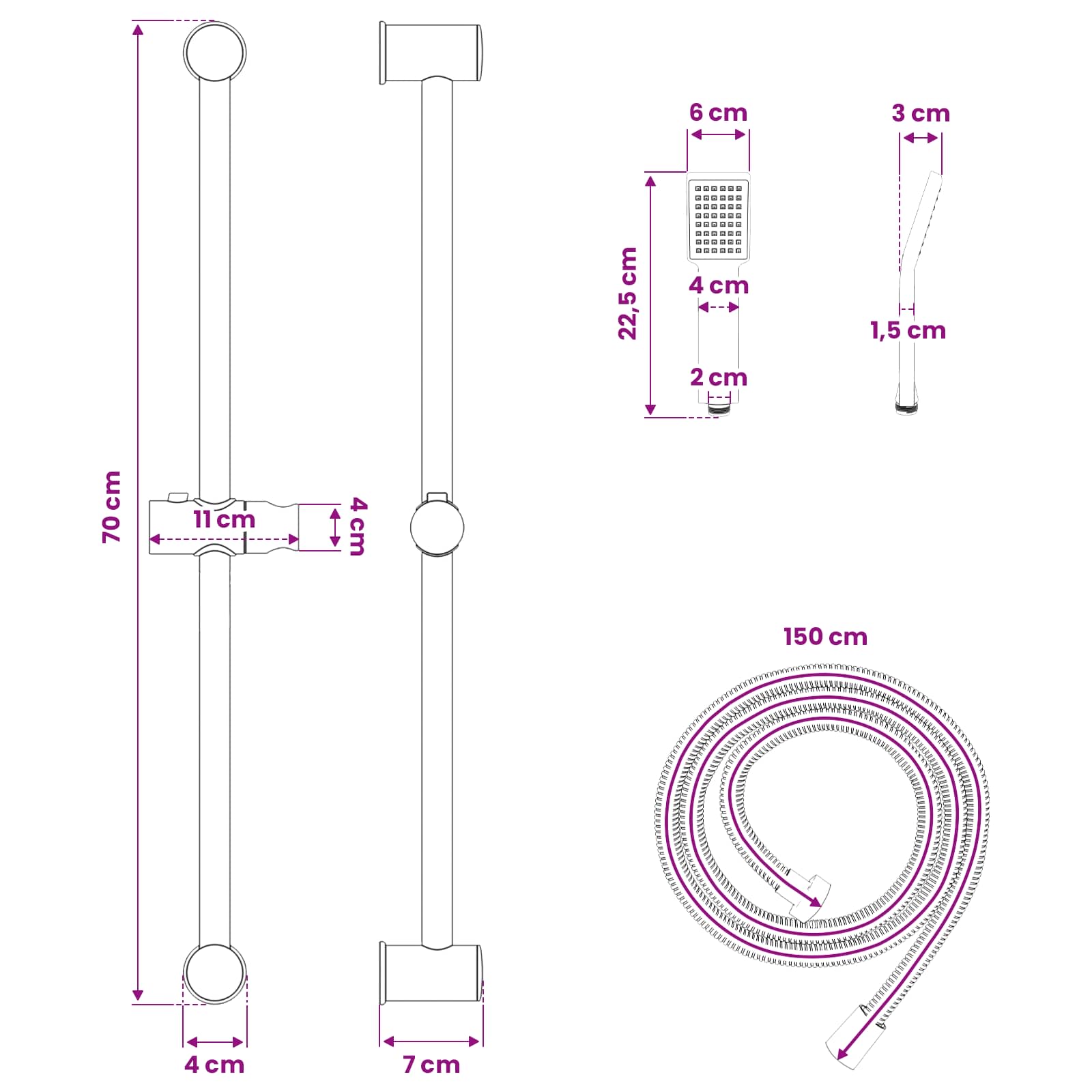 vidaXL Douchesysteem set Chroom 70 cm Roestvrij staal